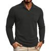 Men Vintage Washed Distressed Long Sleeve Polo Shirt Turn Down Collar Casual Top