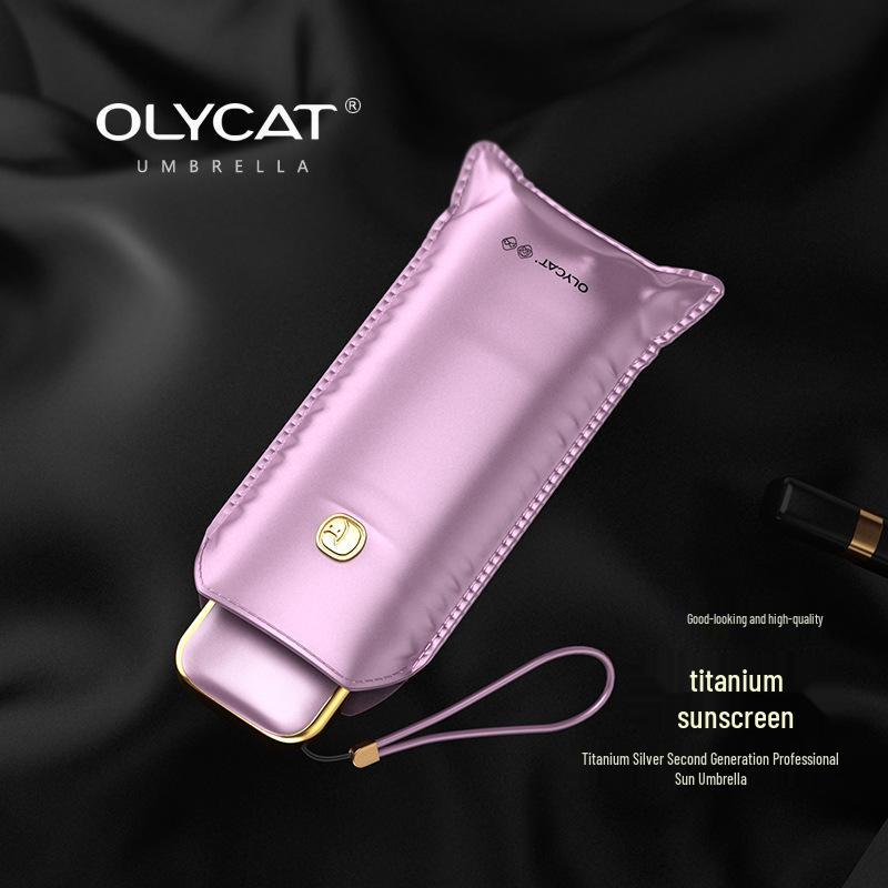 OLYCAT Titanium Silver Compact Anti-UV Sun Umbrella, Small Folding Design for Women