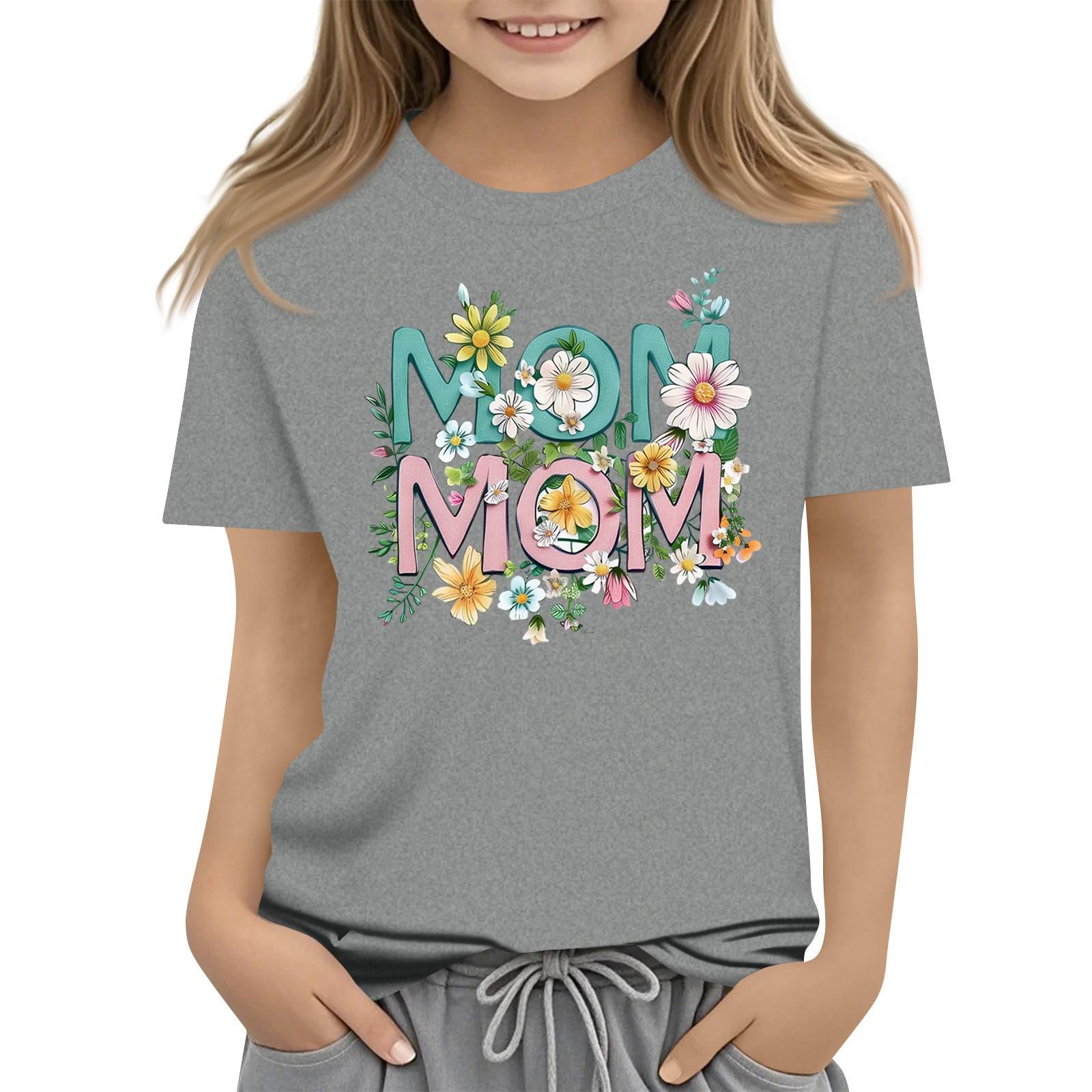 Children s Fashion Daily Printed Round Neck Short Sleeved Casual T-shirt Top 130