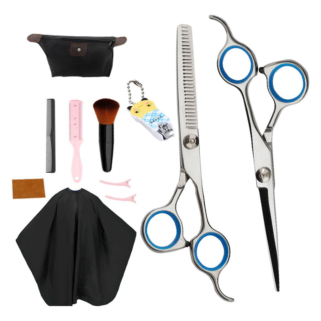 Salon Barber Scissors Kit Stainless Steel Hairdressing Shears Cape and Brush for Pro Hair Styling Equipment