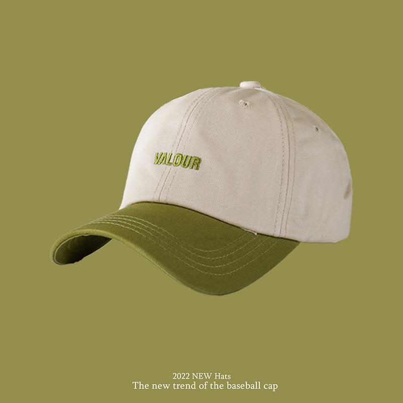 New Style Soft Top Letter Embroidery Female Baseball Cap with Big Brim and Male Sun Visor Color Block Baseball Cap