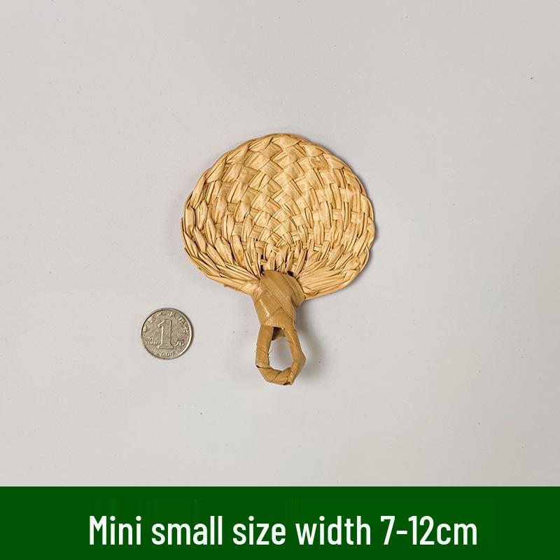 Liangshun Handmade Large Cattail Palm Leaf Fan with Curved Handle