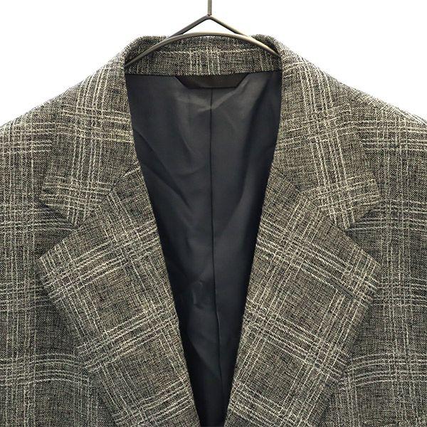 Durban Made In Japan Check Linen Wool Blend Tailored Jacket Gray Men's Used
