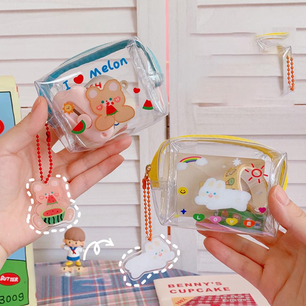 Kreative Bären Transparente Mädchen Münzbörse Kinder PVC Reißverschluss Kleingeldbörse Damen Mini Lippenstift Geldbörse Kaninchen Schlüsselkarten Tasche