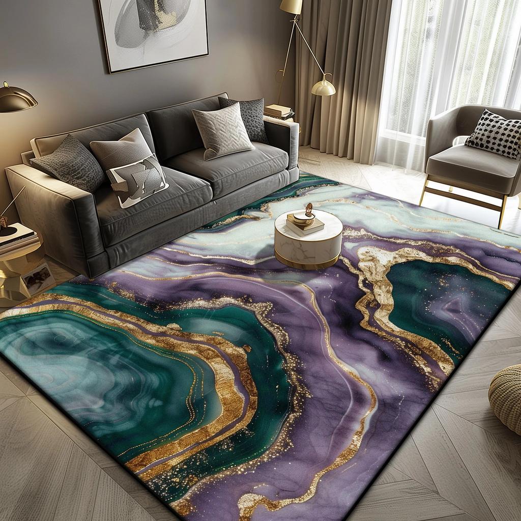 Luxury Marble Large Rugs for Living Room Decoration Sofa Black Gold Abstract Carpet Lounge Coffee Tables Soft Floor Mat Non-slip