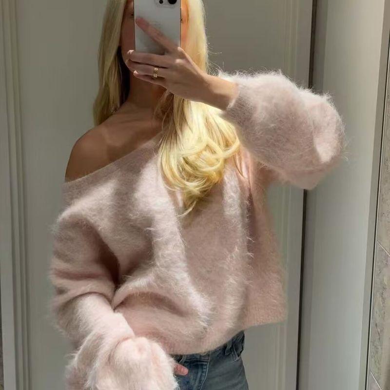 Autumn New Western Style Za Foreign Trade Women Clothes Fashion French Style Knit High Relaxation Loose Idle Style Sweater