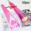 50pcs New Transparent Single Rose Sleeves DIY Waterproof Flower Wrapping Packa Love Heart Flower Packaging Bag