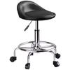 Height-Adjustable Rolling Stool with Backrest, Swivel Stool 59-75 Cm, Work Stool 360 Degrees Rotatable, Black