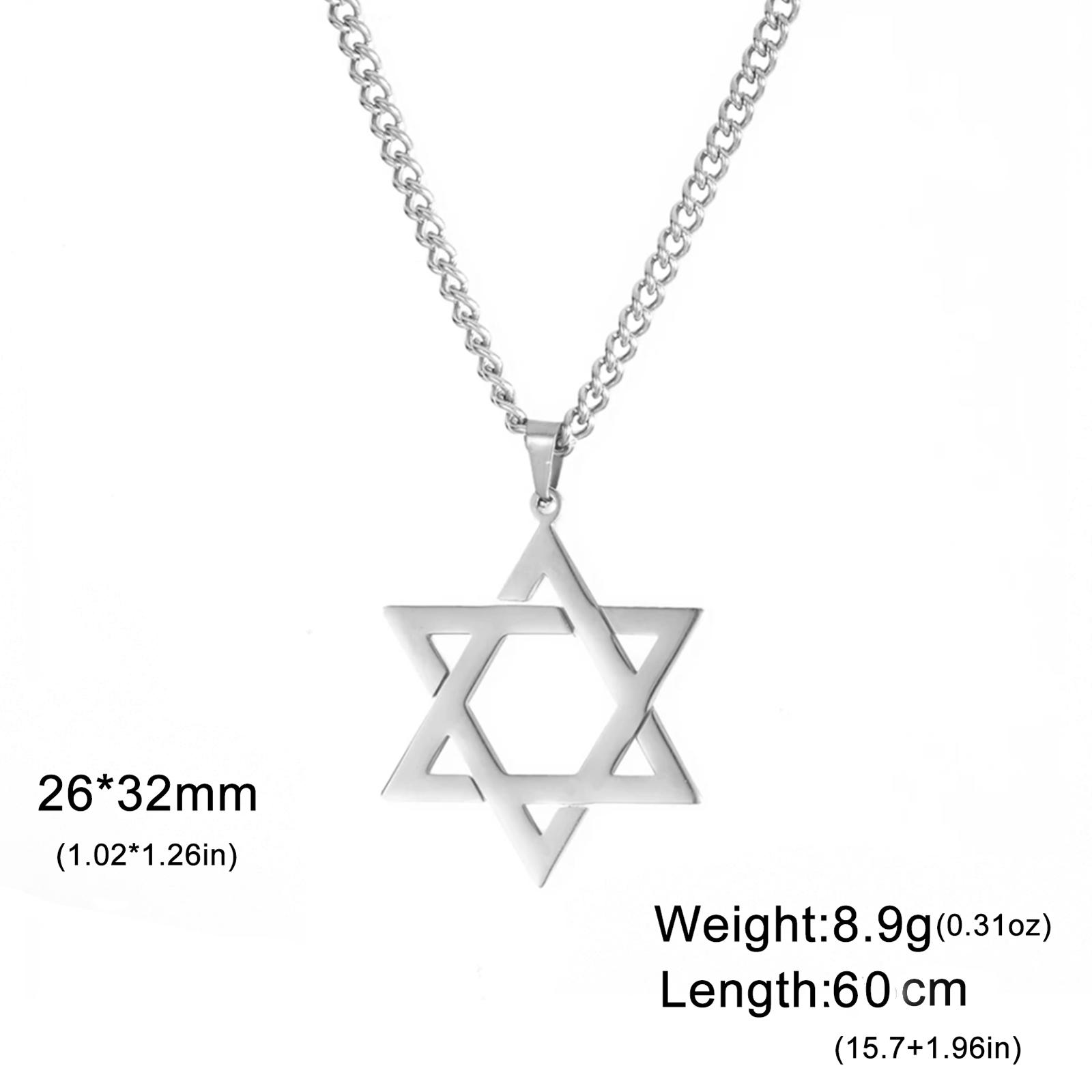 

Teamer Star Of David Pendant Necklace For Man Woman Stainless Steel Charms Choker Je Jewelry Classic Six-Pointed Star New