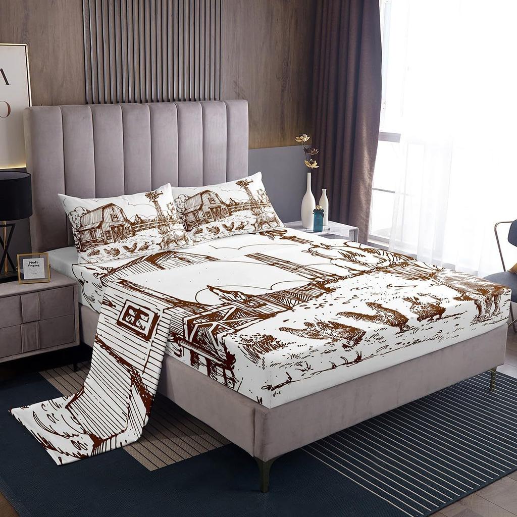Animal Deer Bear Pattern Sheet Four-Piece Bedding Set Bedroom Dormitory Bedding Decoration