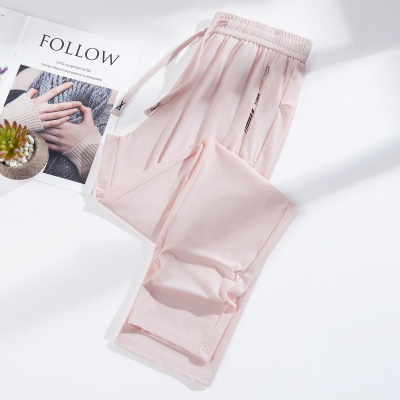 Unisex Summer Ice Silk Quick-Dry Joggers with UPF50 Sun Protection - Loose Fit Nine-Point Casual Pants