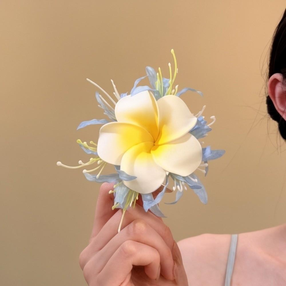 Sweet Egg Flower Duckbill Clip Fresh Frangipani Hair Stick Seaside Holiday