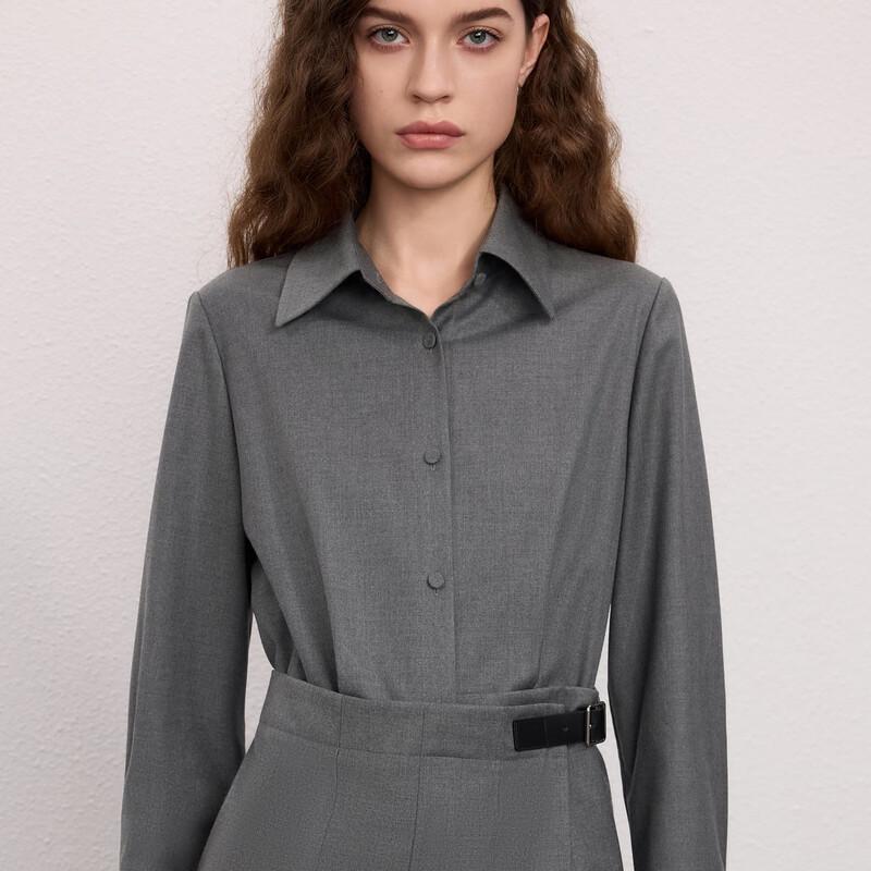 LANCY Women's Commuter Pleated Shirt Dress