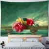 Einfache Europäische Blumen- und Frucht-Ölgemälde-Wandteppich Psychedelische Kunst Schlafzimmer Wohnzimmer Heimdeko Wandbehang