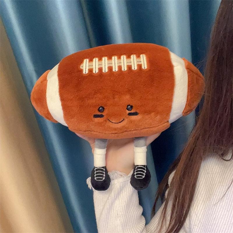 18cm Simulation Football Plush Cushion Sports Toys Supplies Kids Rugby Throw Short Pillow Stuffed Sports Toy Baby Plush Toy Gift