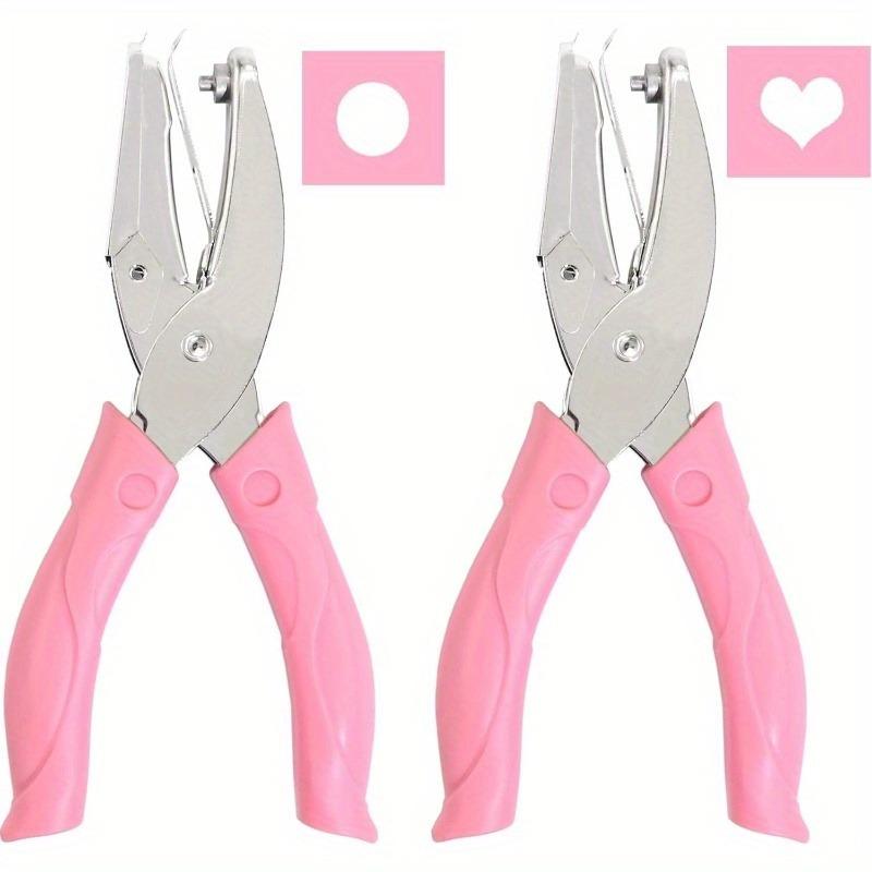 1/2Pcs Handheld Hole Paper Punch Heart/Star/Circle Hole 1/4 Inch Metal Single Hole with Soft-Handled for Tags Clothing Ticket