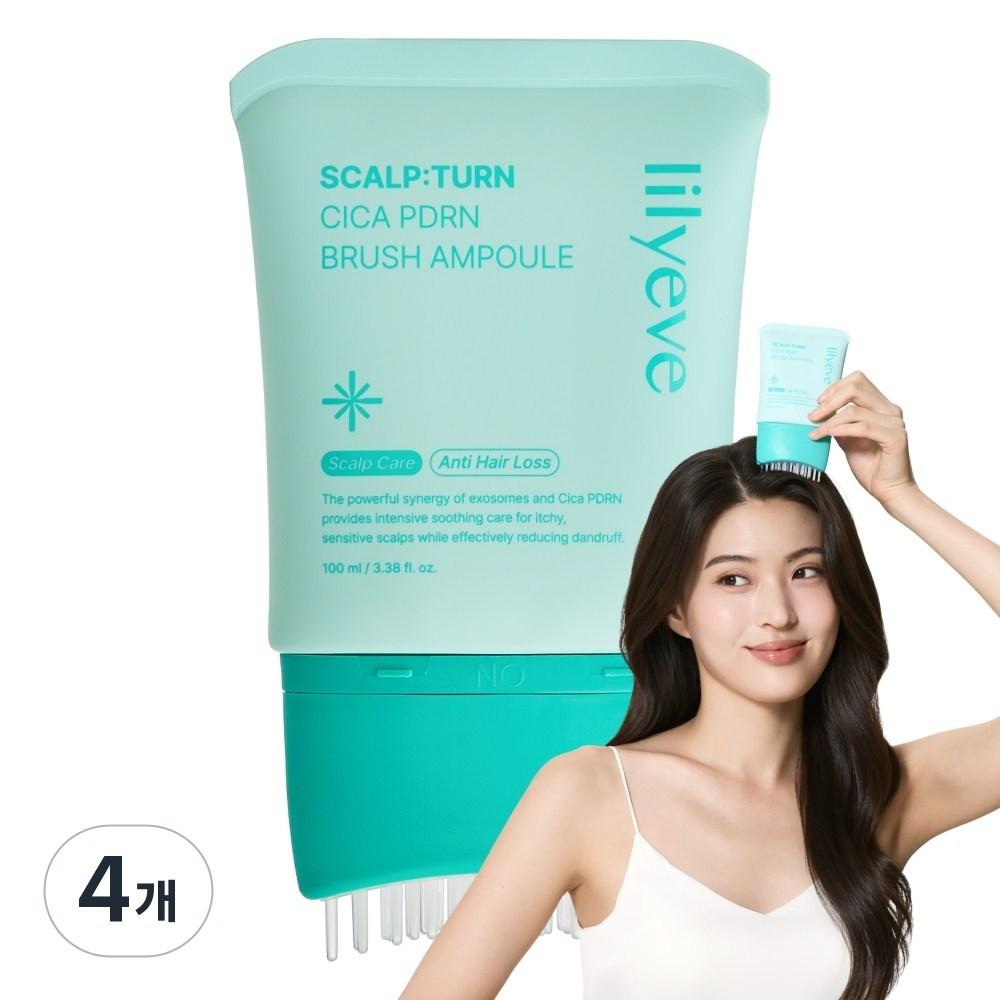 PDRN Relieve Scalpton Cica Ampoule for Hair Loss, Cooling, Oily Skin, Dandruff, Exfoliation, Scaling, 4 Pcs 100ml