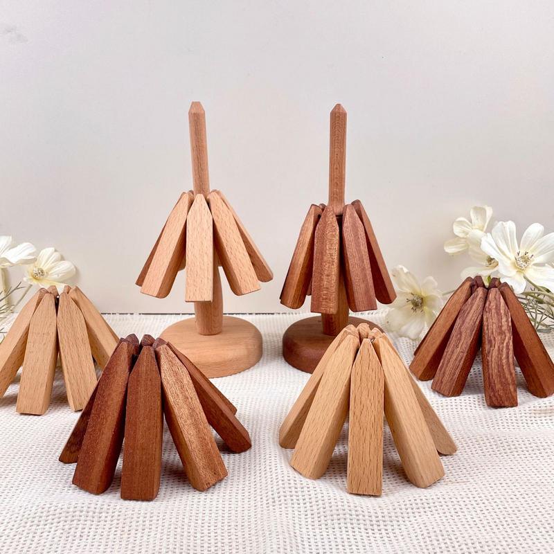 Wooden Trivets For Hot Dishes Insulation Pad Tree Shape Trivet Set Coaster For Teapot Hot Pots Halloween Christmas Gift