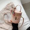 Ielgy Ladies Niche All-Match Messenger Bag Texture Portable Silk Scarf Bucket Bag