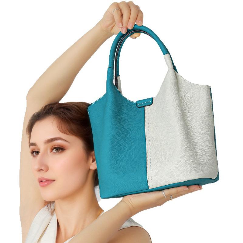Simple Style Genuine Leather Single-shoulder Bag, Large Capacity Commuter Tote Bag, High-end and Fashionable Underarm Bag