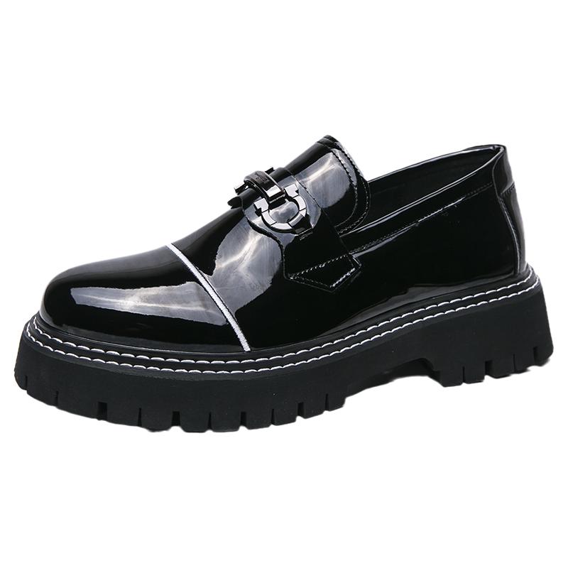 

Модные лакированные кожаные мужские туфли на толстой подошве Модный минималистский дизайнерский стиль Для отдыха на открытом воздухе Для вечеринок Повседневная офисная молодежная обувь 45 чёрный