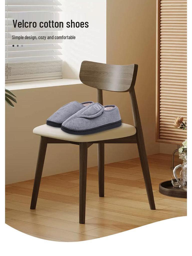 Unisex Winter Indoor Fluffy Non-slip Velcro Slippers with Plush Lining