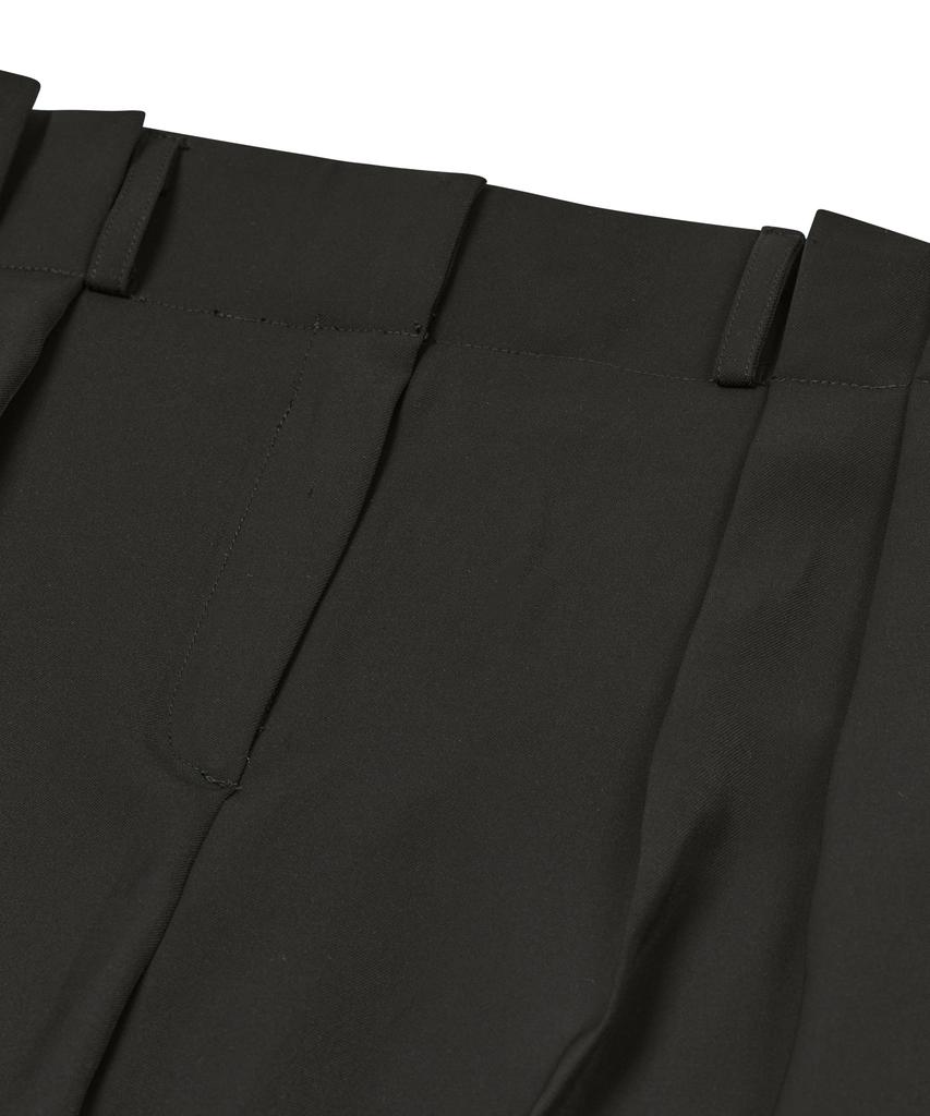 VIVABROWN 85-Viva013 [Neutral] Fluid Double-Pleat Wide Pants Black