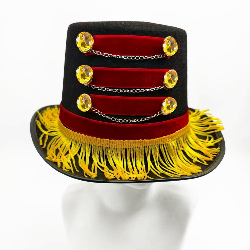 Adult Circus Coachman Hat Gold Fringe Jazz Hat Ringmaster Top Hat  Halloween Costume Accessory 2