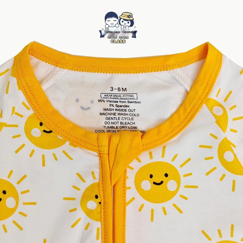 Baby Bamboo Fiber Romper - All-Over Print Short Sleeve Crawling Suit