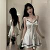 Bow Tie Lace-up Slim JK Uniform Camisole Mini Skirt Dress