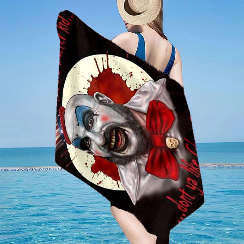 Horror Clown Laughing Beach Towel, Super Soft Microfiber, Gift for Her/Him, Birthday, for Pool, Beach, Travel, Home Decor Fan gifts