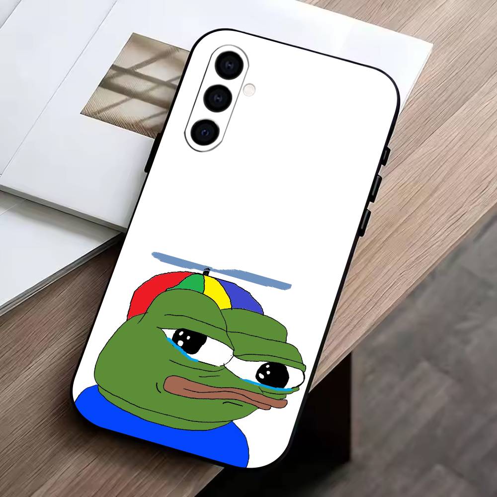 Funny Sad Frog pepe M-meme  Phone Case For Samsung Galaxy A73,A72,A71,A70,A53,A52,A51,Soft Silicone Black Cover