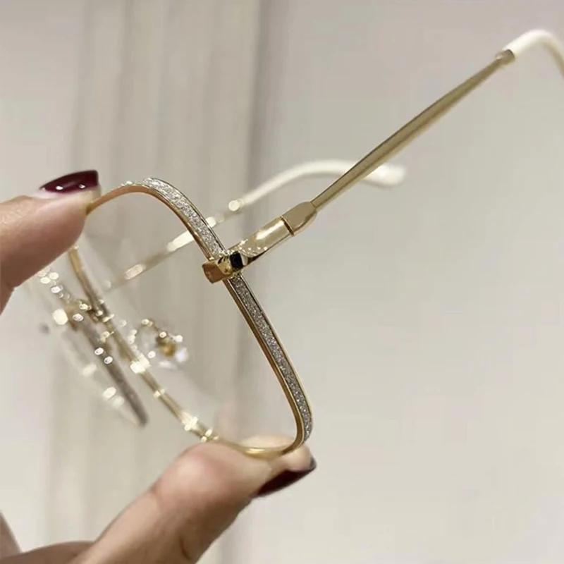 Computer Glasses Square Frame Anti Blue Light Alloy Eyewear for Women Men Blocking Square Spectacle Transparent Optical Glasses
