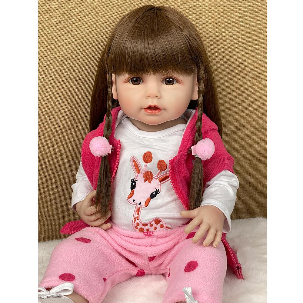 

Кукла Reborn Boby, 22 дюйма, мягкая силиконовая виниловая кукла для новорожденных девочек, принцесса Бетти с длинным париком, куклы-игрушки