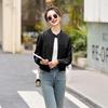 Women's Stand Collar Leather Jacket - Spring 2025 Collection, Small Size, High-End Versatile Design (Z88975)