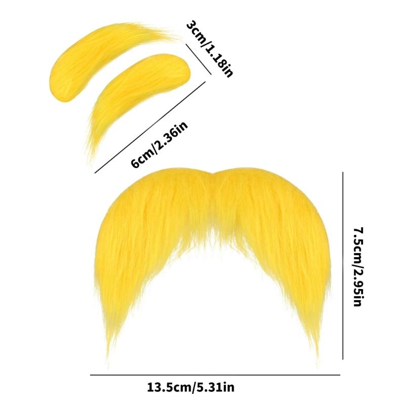False Beard Eyebrow Set for False Moustache Funny Costume Accessory for Carnivals Halloween Party and Cosplay Photo Props