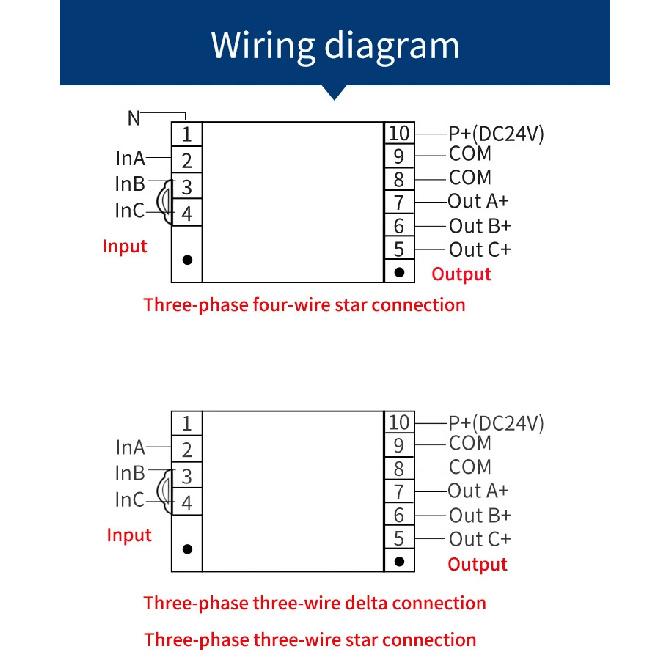 Three Phase AC Voltage Transmitter ZA-3U Voltage Signal Detection Isolation Converter Sensor Multiple Input Multiple Output