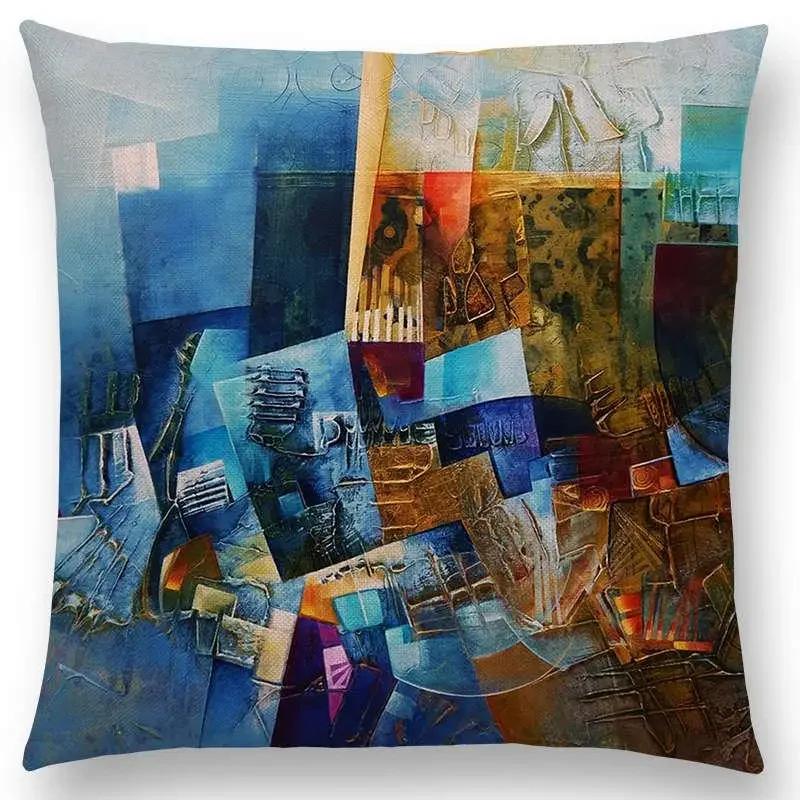 New Gorgeous Abstract Art Painting Mysterious Color Vortex Fantasy Geometry Retro Cushion Cover Car Sofa Throw Pillow Case