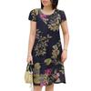 Summer Sundress Women Vintage Short Sleeve Floral Dress Robe Elegant Holiday Dress Casual O-Neck Beach Vestidos