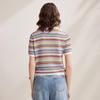 Women's Mulberry Silk Blend Striped Short Sleeve Knit Top