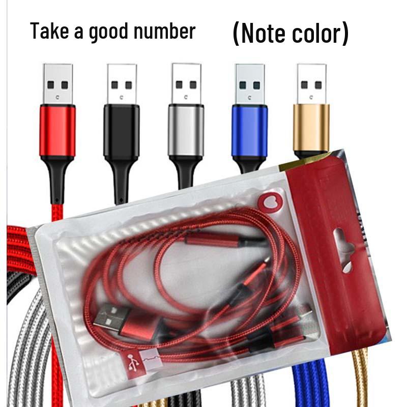 Spot Nylon Braided 3-in-1 Fast Charging Cable - 2A Mobile Flash Charge Gift Cable