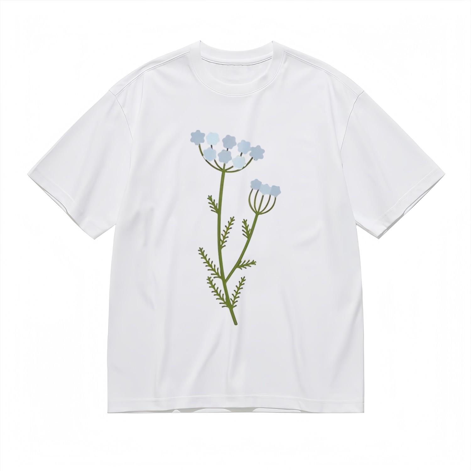 Women s Comfortable Breathable Classic T-Shirt Mens Womens Tees TopMinimalist Blue Floral Tee S