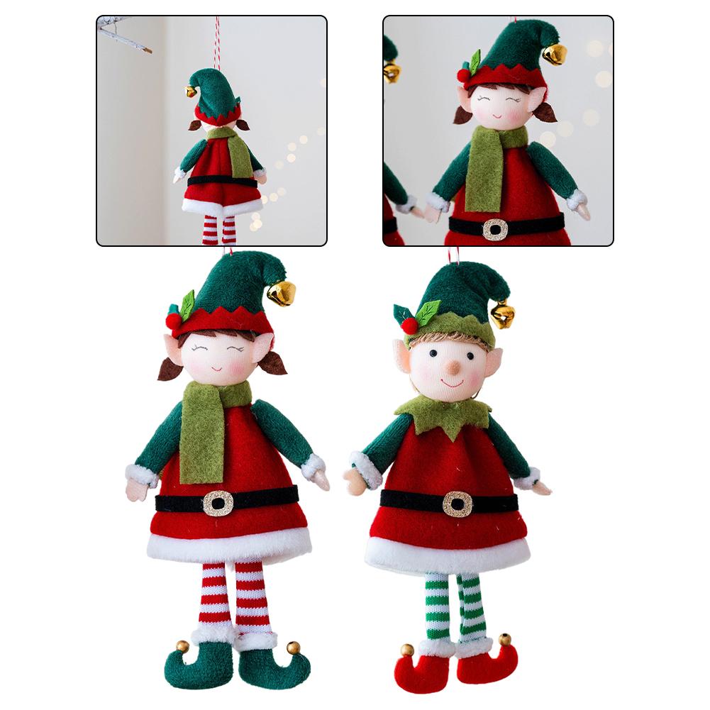 Holiday Display Christmas Doll Hanging Figurine Festive Design Good Fortune Hand-sewn Craftsmanship Playful Posing