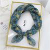 Floral Cotton Linen Silk Scarf: Women's Square Headband for Spring, Summer, Autumn - Korean Fresh Style