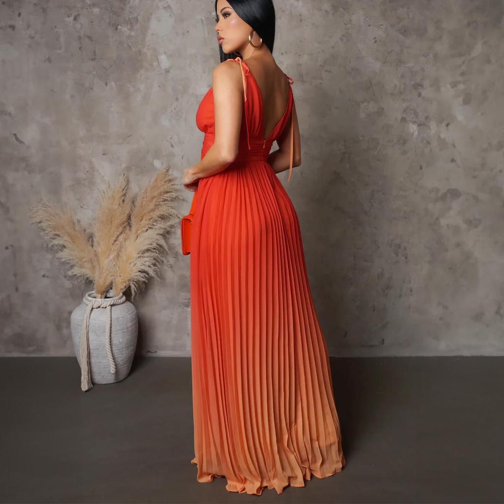 2025 Summer Gradient Strappy Backless Long Dress