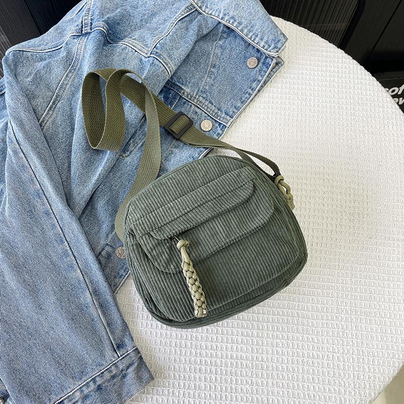 

Новая вельветовая модная сумка через плечо Женская повседневная сумка кроссбоди Студенческая маленькая квадратная сумка Милая тканевая сумка