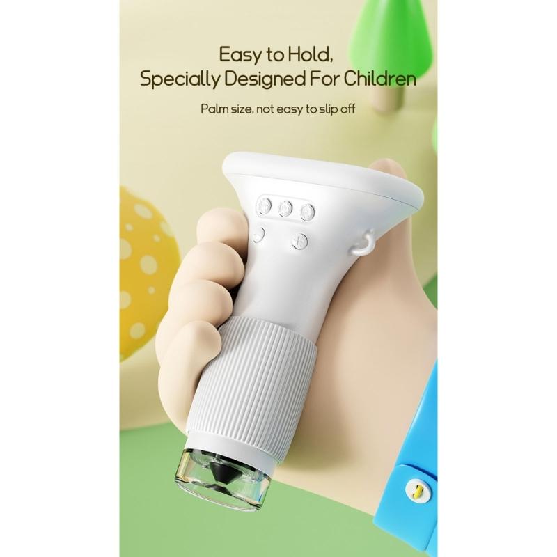 1000X Children Educational Microscope with LED Light USB Rechargeable Power and Built In Camera Video Function Portable