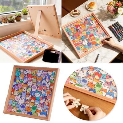 Barevné puzzle ve tvaru, DIY malované puzzle s rámem, unikátní puzzle ve tvaru zvířat, dekorativní puzzle s kočkami 15ml