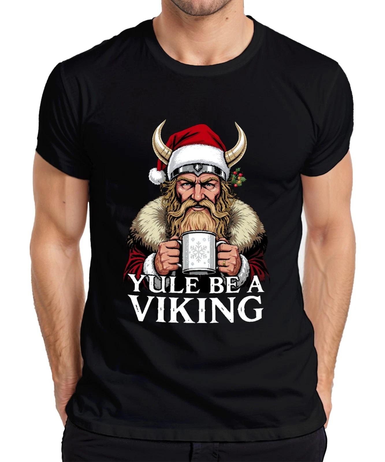Yule Be A Viking Wikinger Weihnachten Bart Hörner Vintage Herren T-Shirt M