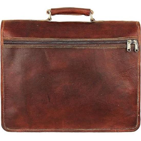 Leder-Aktentasche für Herren 18 Zoll | Große Umhängetasche aus Vollnarbenleder für Herren | Handgefertigte Vintage-Laptoptasche aus echtem Leder